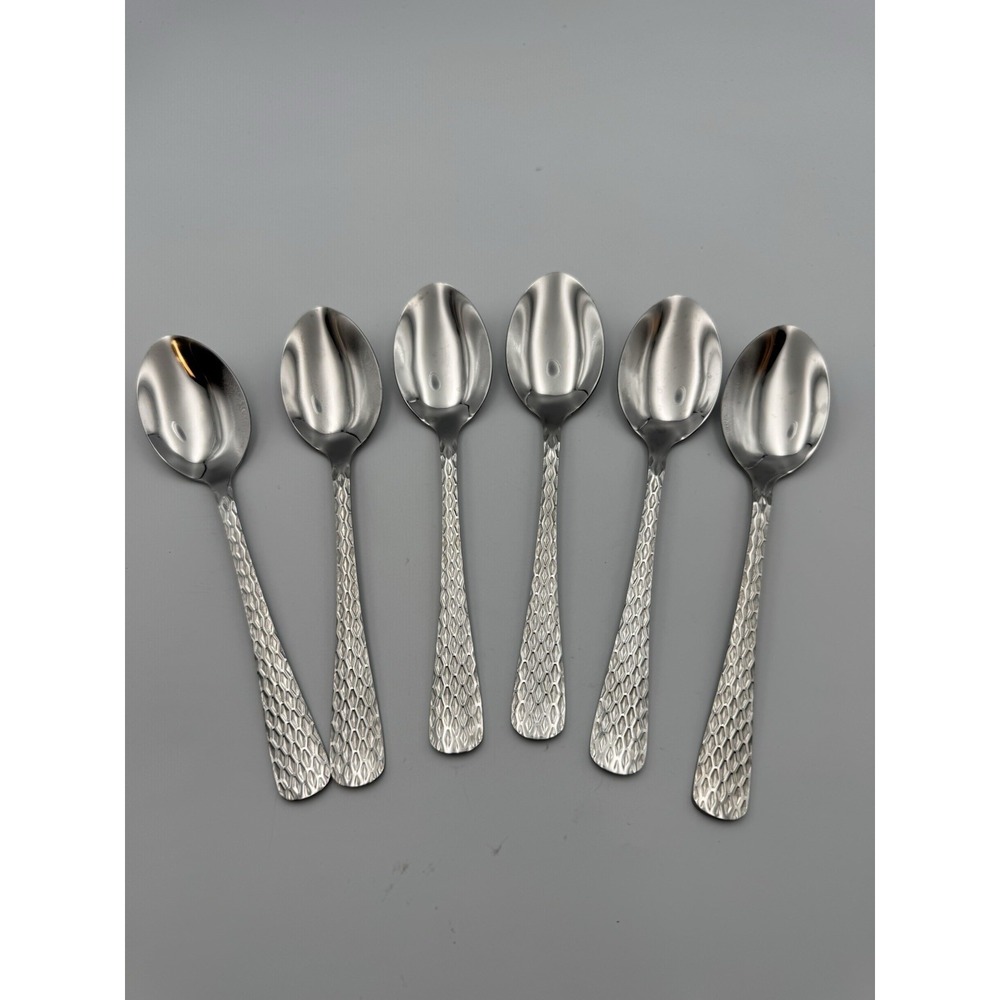 VTG Farberware stainless Honeycomb Hexagon Flatware Set Of 6 Spoons Retired
